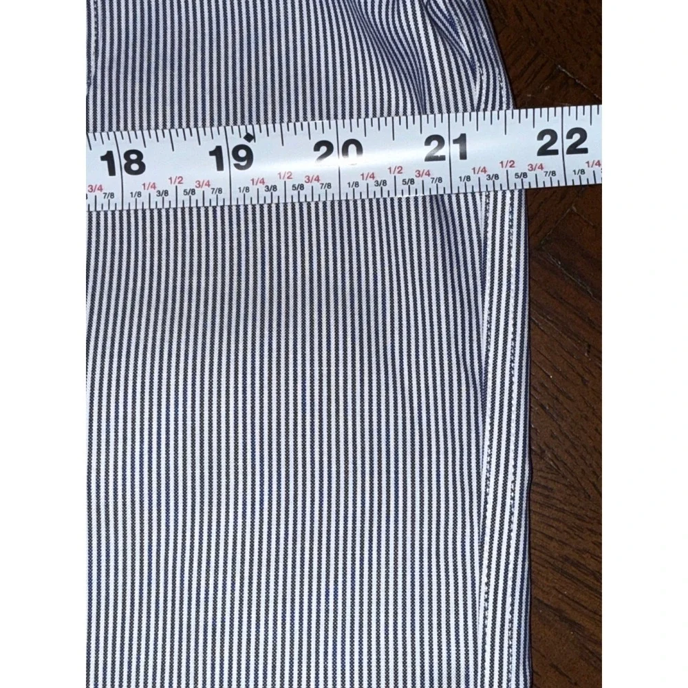 Jos A Bank Traveler Dress Shirt Size 16-34 Blue Stripe Slim Fit Business Classic - Picture 7 of 9
